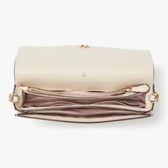 NWT Kate Spade Leather Petal Flap Chain Crossbody Wallet in Milk Glass - Picture 3 of 10